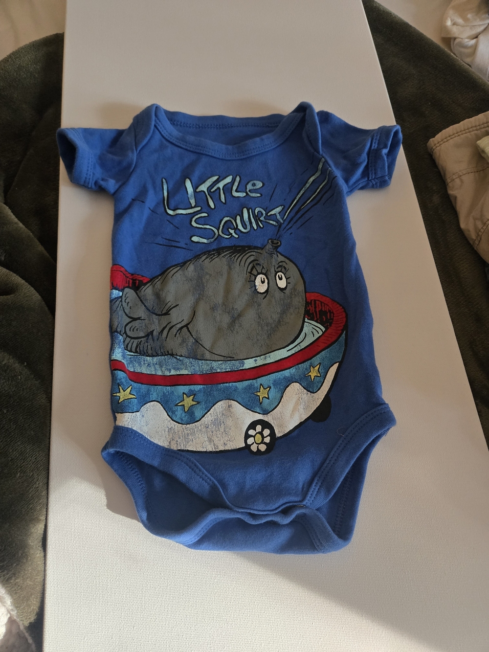Dr. Seuss Blue "Little Squirt" Baby One-Piece Bodysuit